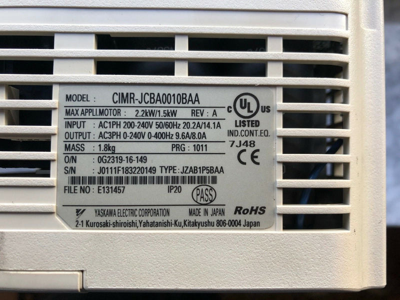 YASKAWA CIMR-JCBA0010BAA DRIVE INVERTER Frequenzumrichter