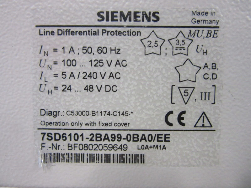 Siemens SIPROTEC 7SD61 7SD6101-2BA99-0BA0/EE -used-