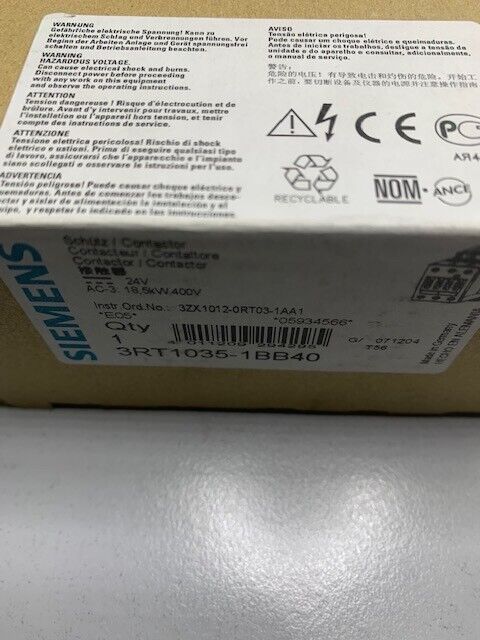 Siemens 3RT1035-1BB40 Schütz 18,5KW 24VDC-neu, unused, OVP-