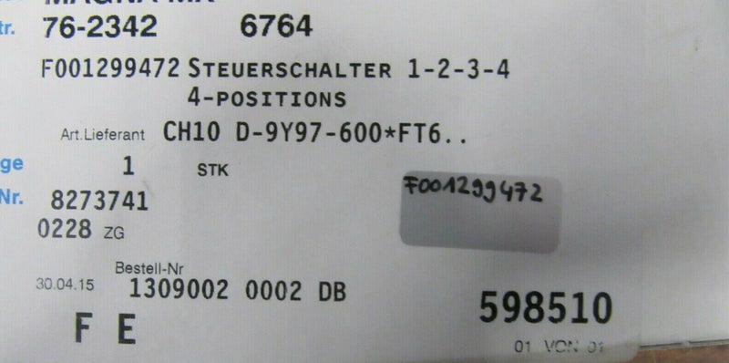 Kraus & Naimer CH10.D-9Y97-600.FT6 Steuerschalter 4 Positionen -sealed-