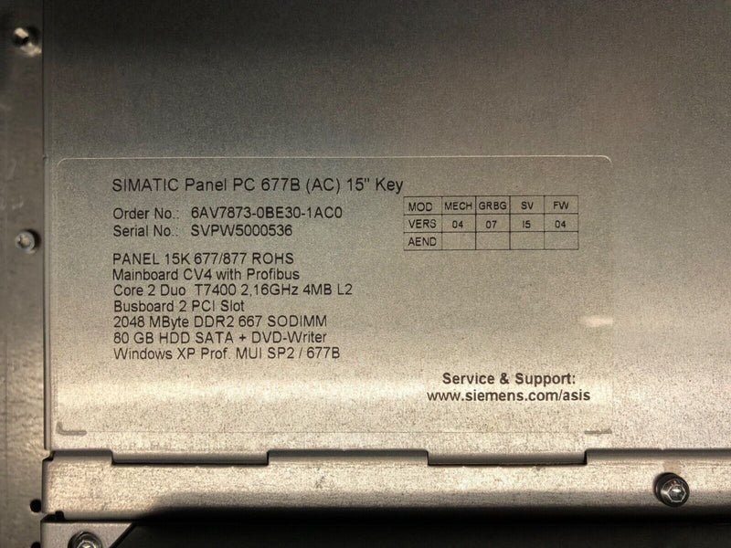 Siemens Simatic Panel 677B 6AV7873-0BE30-1AC0