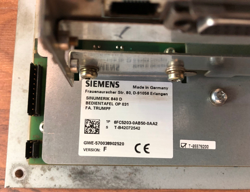 Siemens SINUMERIK 840D Bedientafel OP031 Fa.TRUMPF 6FC5203-0AB50-0AA2 Version: F