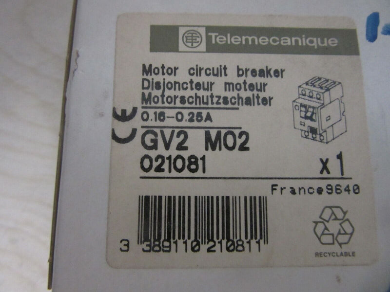 Telemecanique  GV2M02 Motorschutzschalter 0,16-0,25A