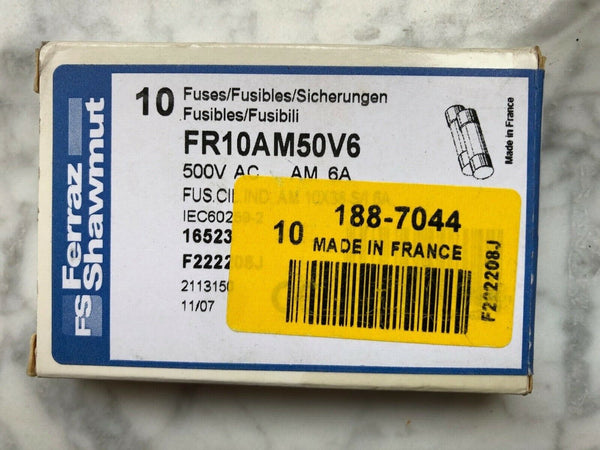 Ferraz Shawmut FR10AM50V6 Sicherungen, 6 Amp, 500V, BOX mit 10St.