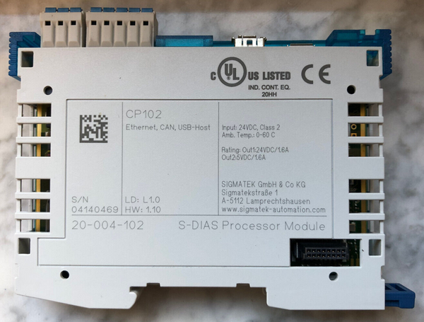 Sigmatek CP102  20-004-102 S-DIAS Processor Module