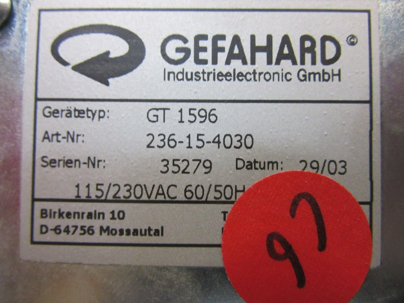 Gefahard GT 1596 236-15-4030 Display Operator Panel