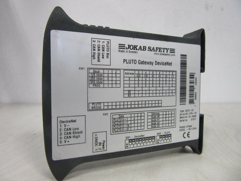 Jokab Safety PLUTO Gateway DeviceNet Type: Gate-D1 20-070-72