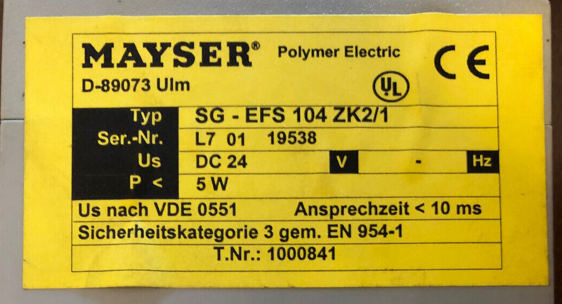 Mayser ULM SG-EFS 104 ZK2/1 Sicherheitsrelais 1000841