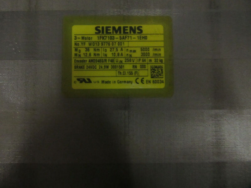 Siemens 3 ~ Motor Servomotor 1FK7103-5AF71-1EH0