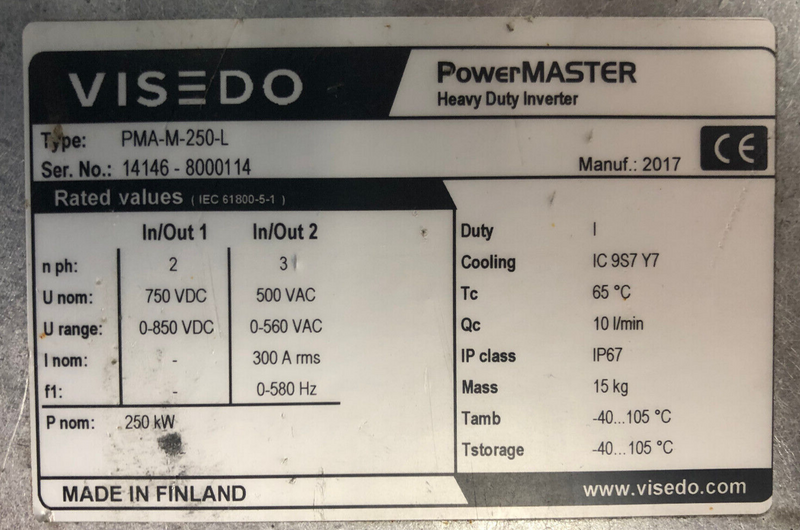 VISEDO PMA-M-250-L Inverter 250 KW