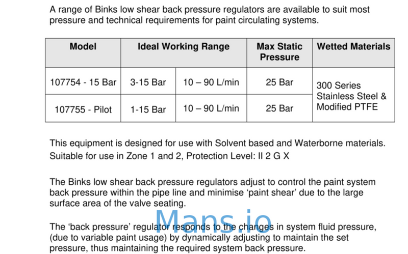 BINKS 107755 -C-C Druckregler Neu, BINKS PRESSURE REGULATOR, 15 BAR, 1 1/2"