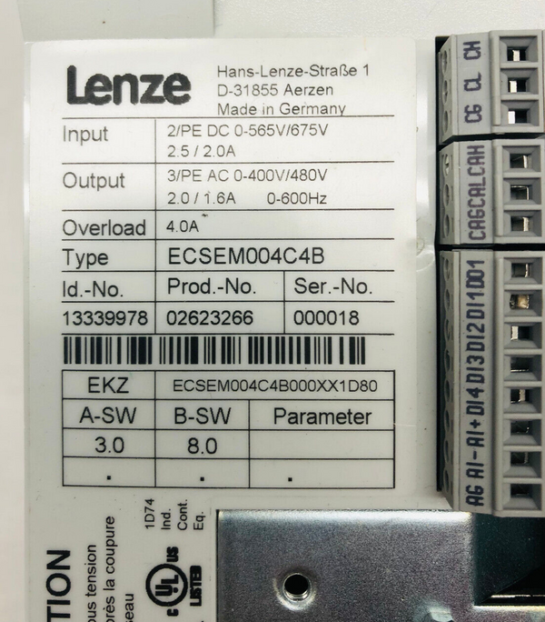 LENZE ECSEM004C4B Inverter ID.-Nr. 13339978