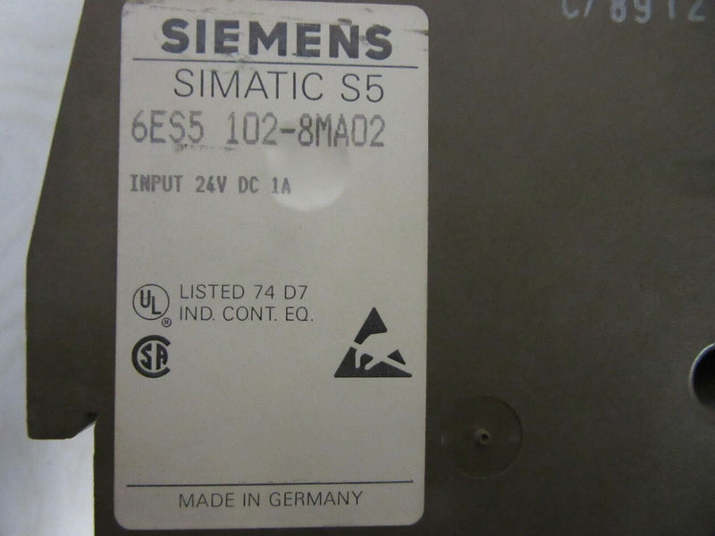 Siemens Simatic S5 6ES5 102-8MA02 E: 02 CPU 102 Simatic S5-100U + 6ES5 375-0LA15