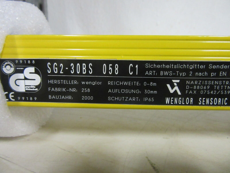 Wenglor Sicherheitslichtgitter Sender SG2-30BS058C1 + Empfänger SG2-30BE058C1