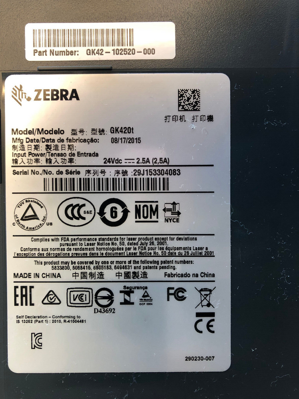 Zebra Etikettendrucker GK420t Thermotransfer/Thermodirektdrucker GK42-102520-000