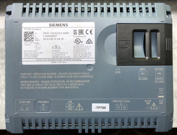 SIEMENS SIMATIC TP700 Comfort Panel TOUCH 6AV2 124-0GC01-0AX0   -gebraucht, used