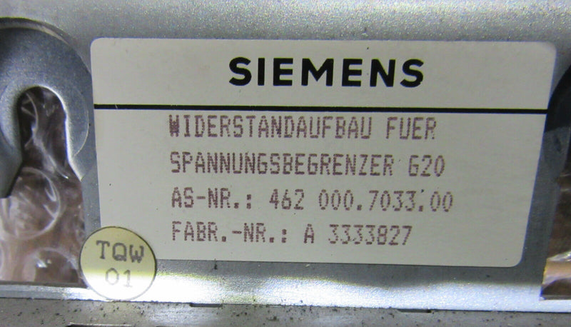 Siemens Widerstandaufbau für Spannungsbegrenzer G20 (462 000.7033.00) -used-