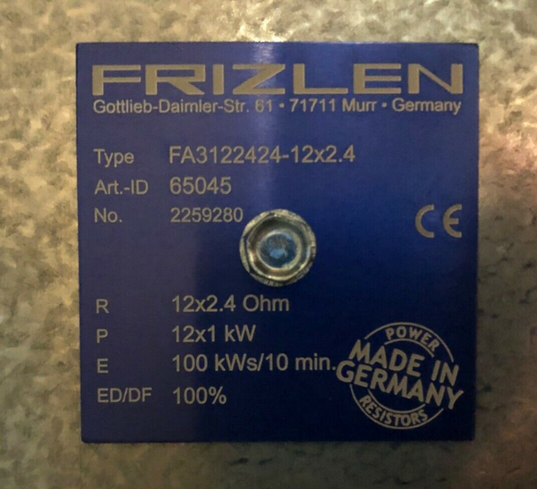 Frizlen Leistungswiderstand FA3122424-12x2.4 12x1KW (12KW) Art.-Nr.65045