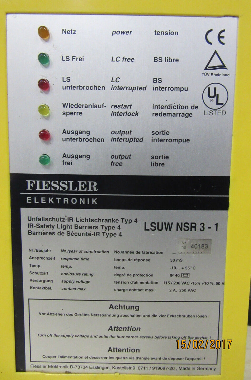 Fiessler Lichtschranke Typ 4 LSUW NSR 3-1 + Sender u. Empfänger -used-