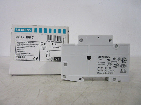 SIEMENS 5SX2 106-7 C6 1P Miniature Circuit Breaker - unused -