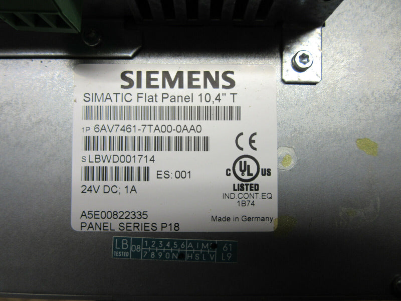 Siemens simatic flat panel 10,4" 6AV7461-7TA00-0AA0 ES: 001