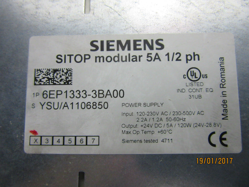 Siemens Sitop modular 5A 1/2 ph 6EP1333-3BA00 -used-