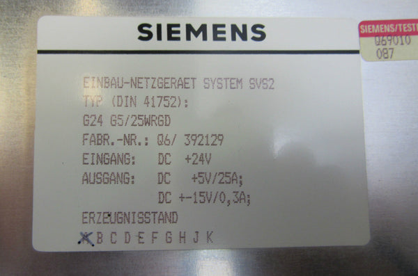 Siemens Einbau-Netzgerät System SVS2 Typ: G24 G5/25WRGD