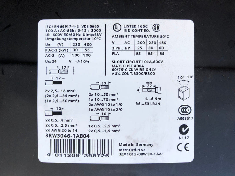 SIEMENS 3RW3046-1AB04 Sanftstarter Softstarter