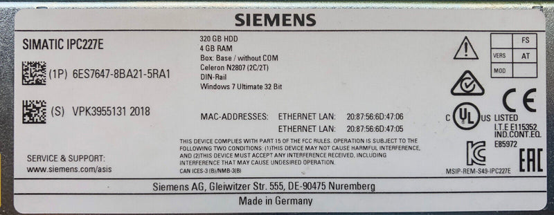 SIEMENS SIMATIC NANOBOX PC 6ES7647-8BA21-5RA1    -gebraucht-