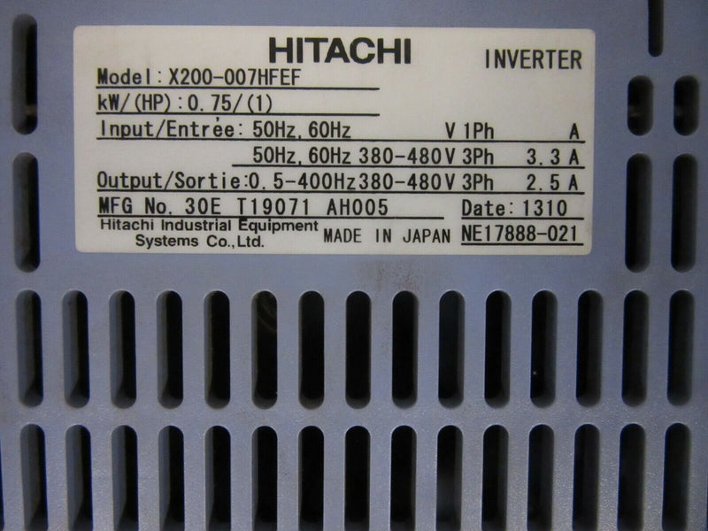 Hitachi X200 Frequenzumrichter Inverter  0,75 KW X200-007HFEF