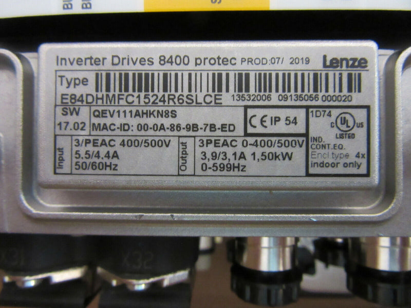 Lenze Inverter Drives 8400 protec Highline E84DHMFC1524R6SLCE  Mat.-Nr.13546210