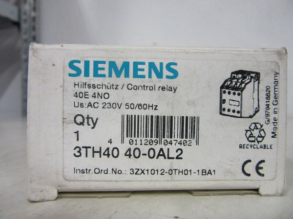 SIEMENS Schütz 3TH40 40-0AL2 Hilfsschütz 40E 4NO