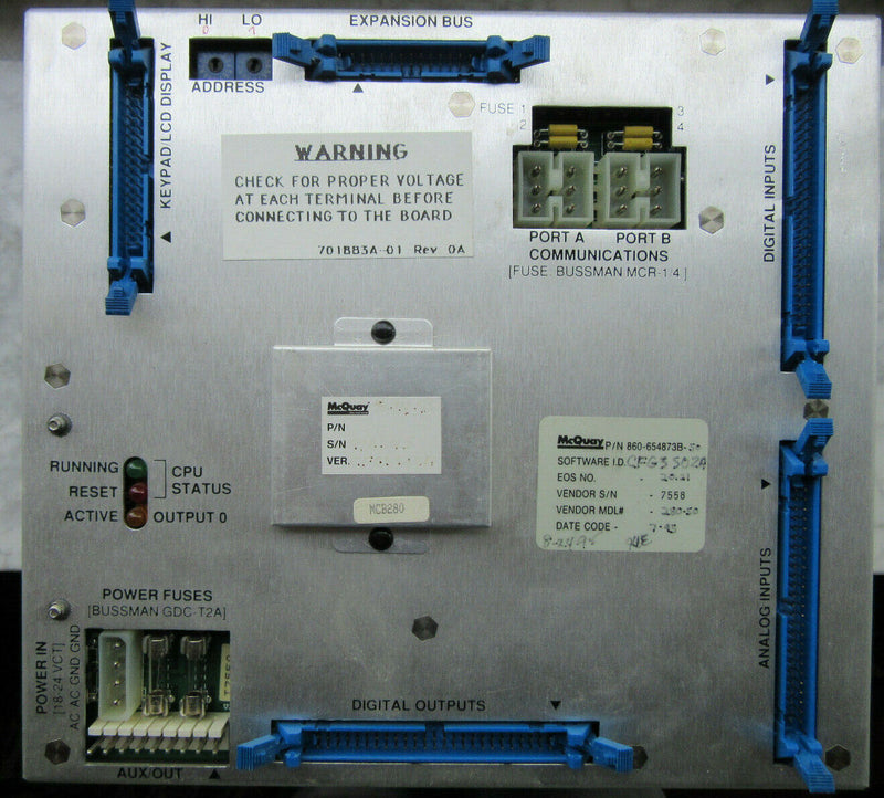 McQUAY Chiller Port Platine 860-654873B used