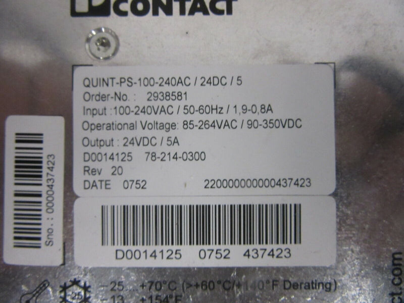PHOENIX CONTACT QUINT PS-100-240AC/24DC/5