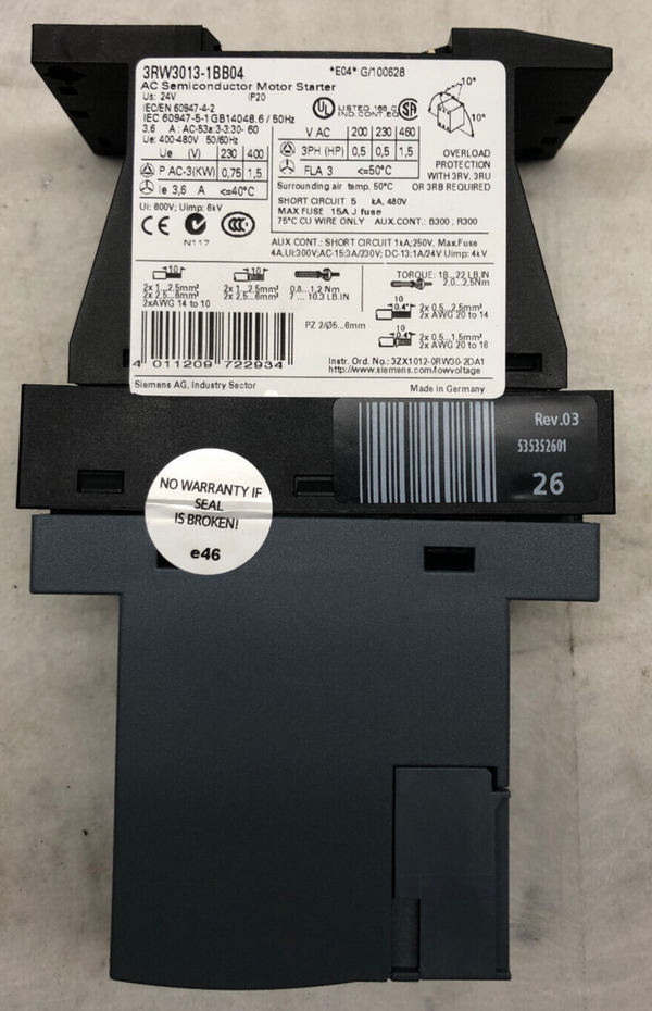 Siemens Sirius Motorstarter 3RW3013-1BB04