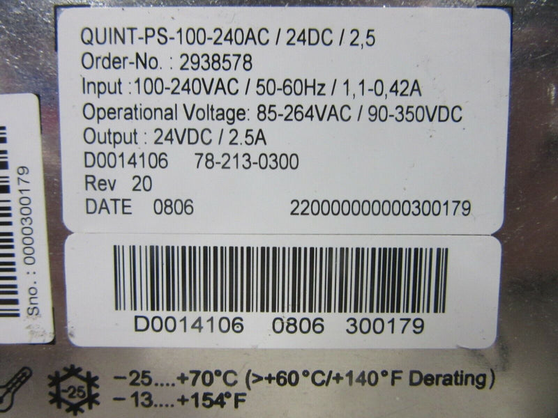 PHOENIX CONTACT QUINT PS-100-240AC/24DC/2,5