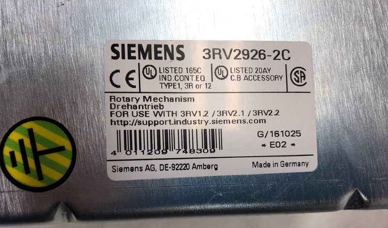 Siemens Schutzschalter 3RV2721-4CD10, Drehantrieb3RV2926-2C, Schalter 3RV2901-1B