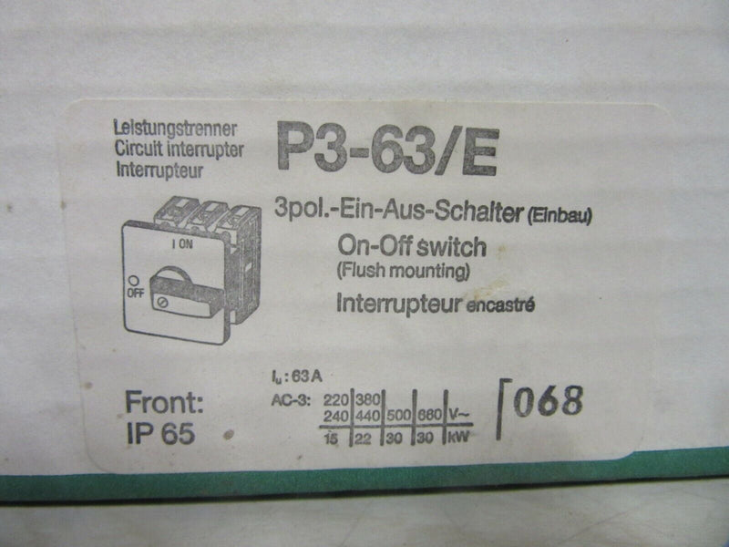 Klöckner-Moeller  Leistungstrenner P3-63/E  63A 3 pol. Ein-Aus Schalter