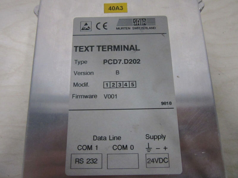 SAIA Text Terminal PCD7.D202 Version: B