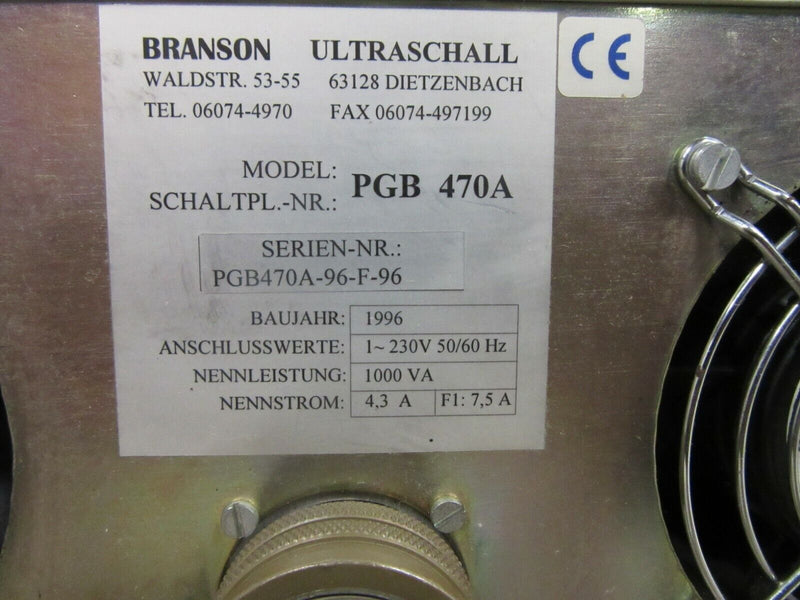 Branson Ultraschall PGB 470A PG PGB470A-96-F-96