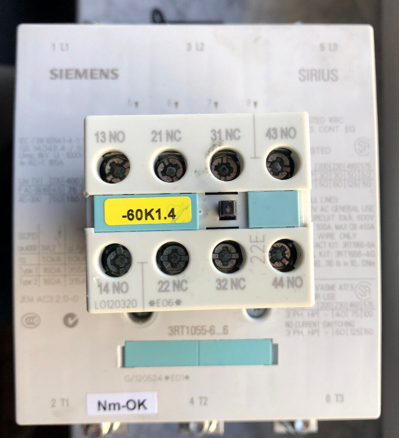 Siemens 3RT1055-6AP36 Leistungsschütz mit 2x 3RH1921-1DA11