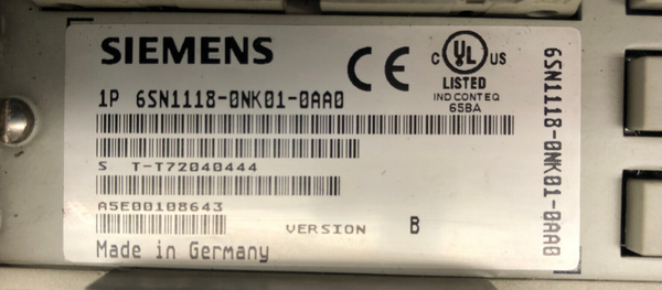 Siemens 6SN1118-0NK01-0AA0 Version B SIMODRIVE Steuergerät m. Simodrive LT-Modul