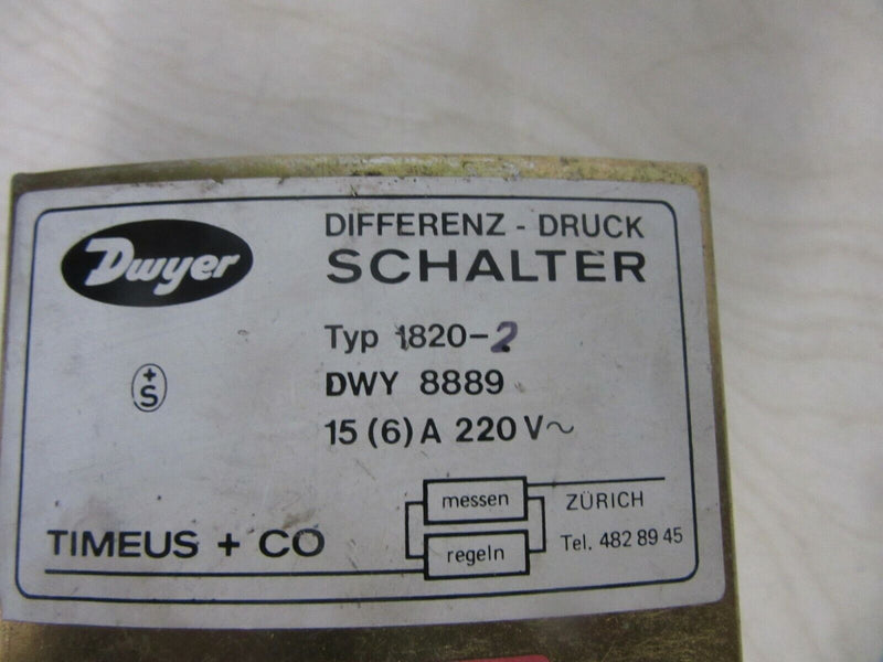 Dwyer Differenz-Druck Schalter Typ 1820-2 DWY 8889 15 (6) A 220 V