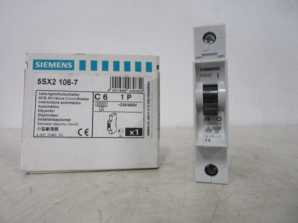 SIEMENS 5SX2 106-7 C6 1P Miniature Circuit Breaker - unused -