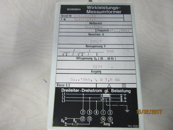 Gossen Wirkleistungs-Messumformer F.-Nr 324421-1.1 -used-
