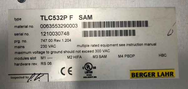 Berger Lahr TLC532P F SAM Mat.-Nr. 0063553290003 Servo Drive