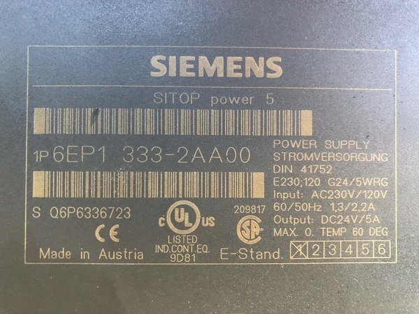 Siemens 6EP1 333-2AA00, SITOP Power 5 Power Supply