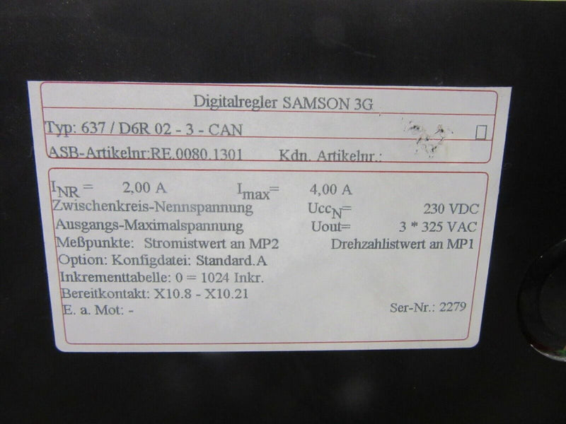 Digitaler SAMSON 3G 637/ D6R 02-3-CAN