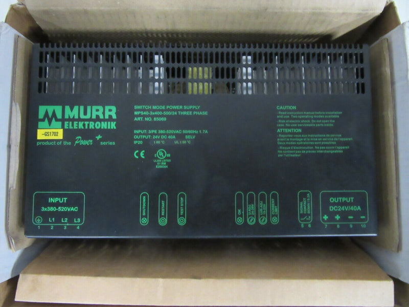 Murr Elektronik MPS 40-3X400-500/24 3 Phase Switch Mode Power Supply