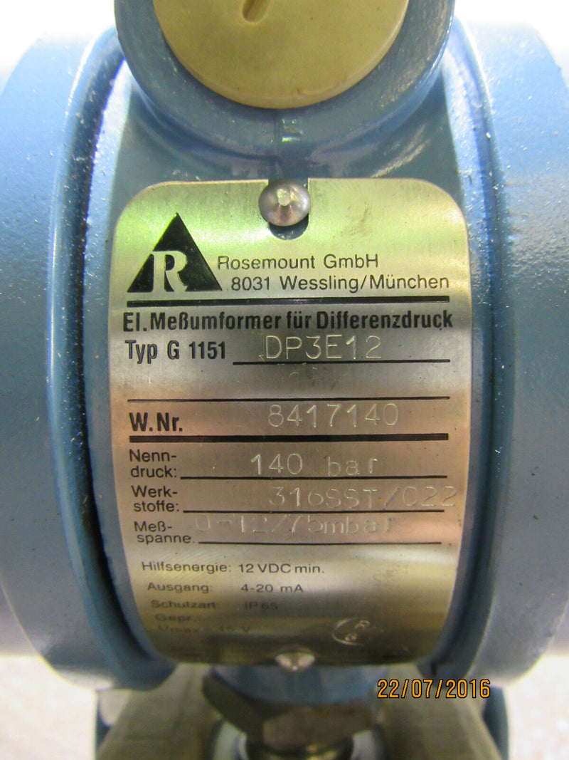 Rosemount G1151 DP3 E12 Pressure Transmitter  - used -